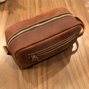 Leather toiletry bag